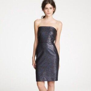 NWT J. Crew Collection Metallic Strapless Blue Black Mini Party Dress…